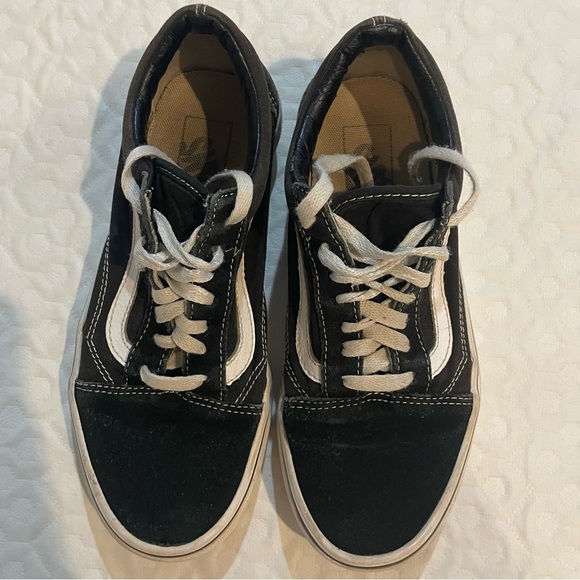 Vans Black Skate Shoes Off The Wall White Stripe Men’s 6 Women’s 7.5 Fair - Picture 5 of 10